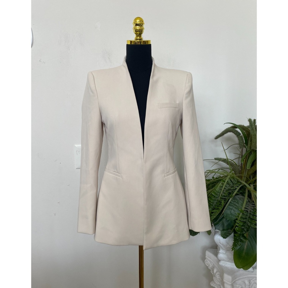 Zara Woman Women's Ivory Cream Elastane Blend Blazer Jacket Size M EUC! $149